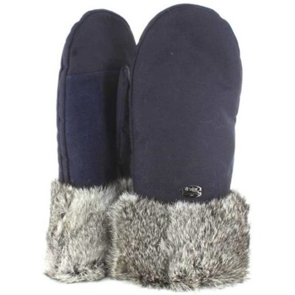 Pajar Accessories - Pajar Reid Rabbit Fur Mittens Charcoal/Navy NWT